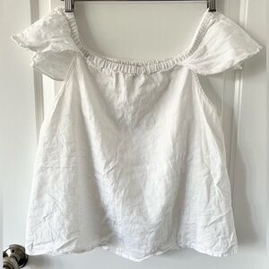 J. Crew Factory White Jacquard Flutter Sleeve Off The Shoulder Top | Size Medium